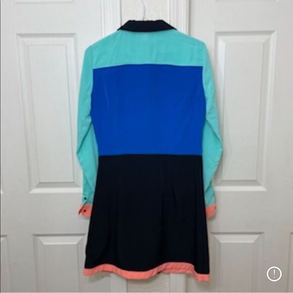 I Heart Ronson Bright Color Blocked Long Sleeve Button Up Shirt Dress Size Small - Picture 9 of 11